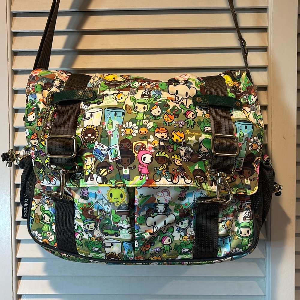tokidoki Green Multi-Character Laptop Messenger Bag